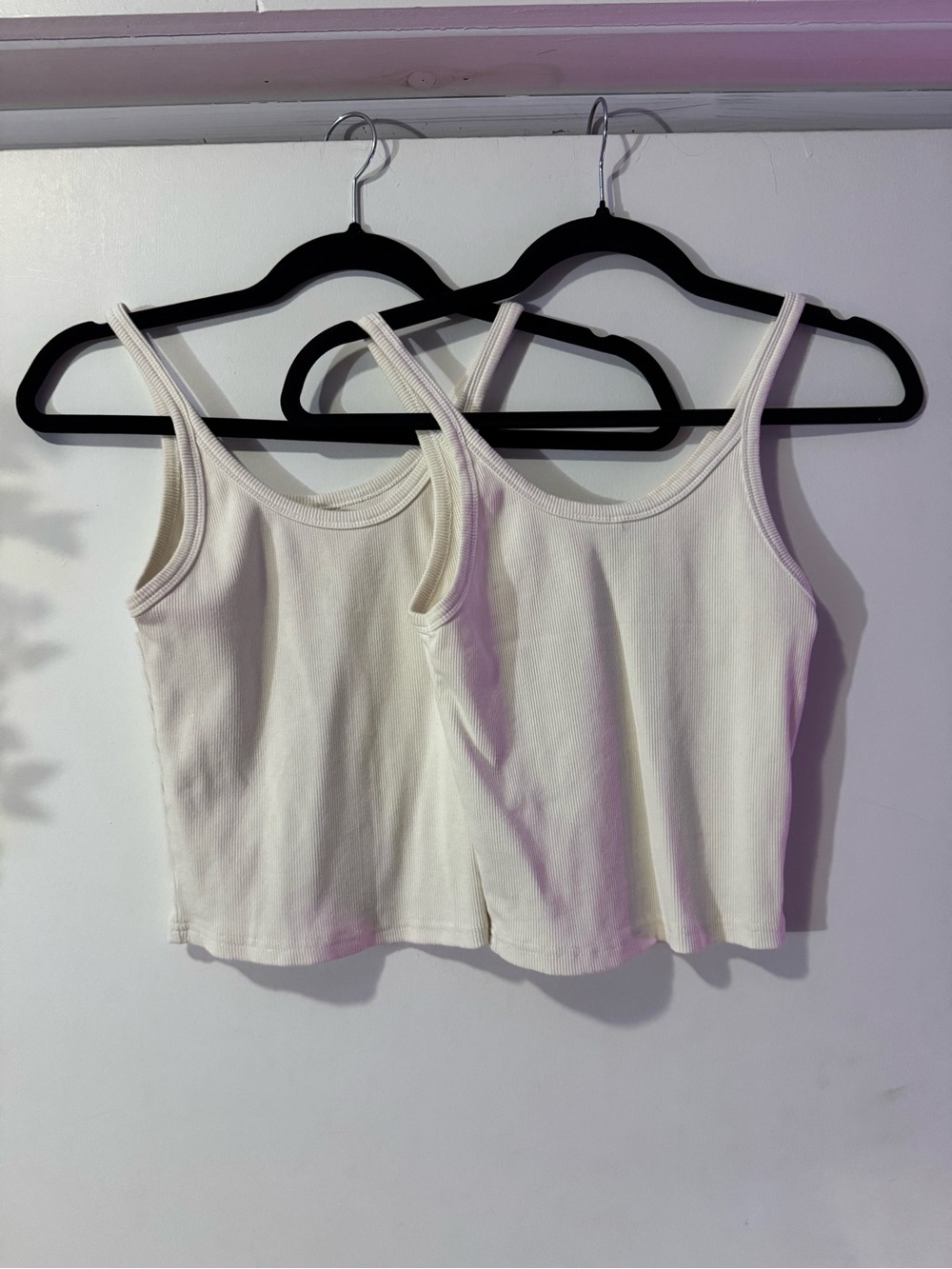 Classic Ribbed White Basic Tank Tops - Bundle of 2 - LIKE NEW